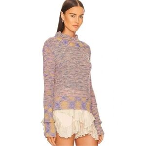 NEW Free People Blair Spacedye Mock Neck Linen Blend Pullover Sweater XS